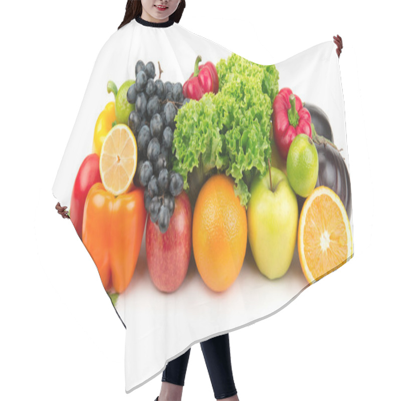 Personality  Set Of Different Fruits And Vegetables Hair Cutting Cape