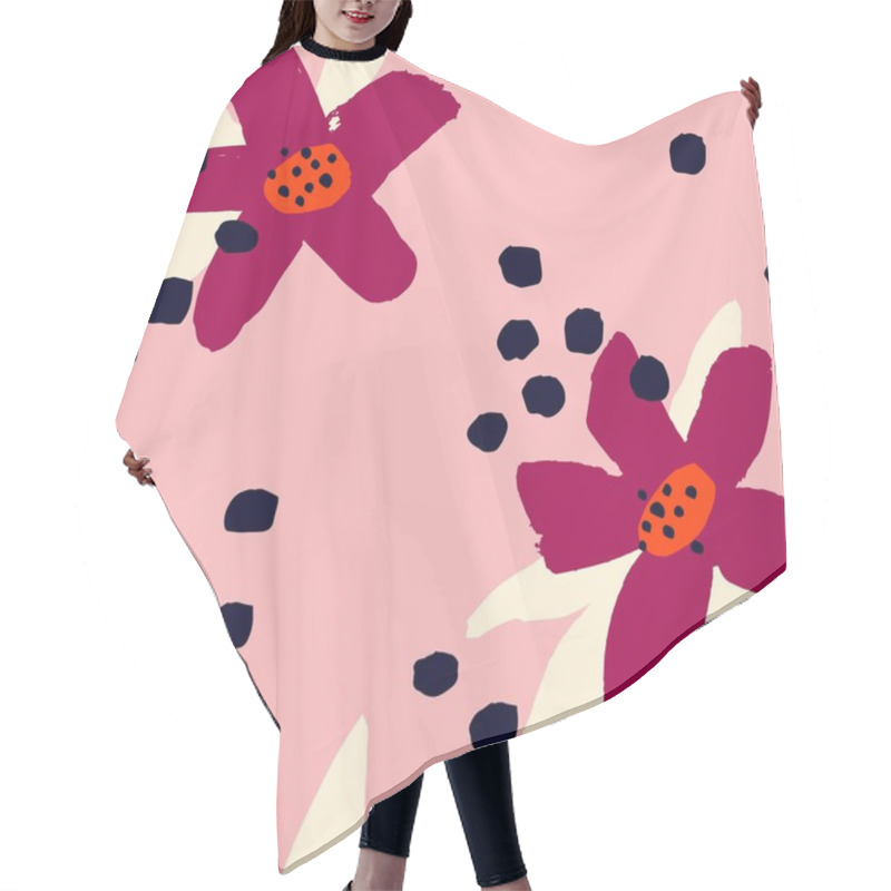 Personality  Pattern With Hand Drawn Flowers And Dots Hair Cutting Cape