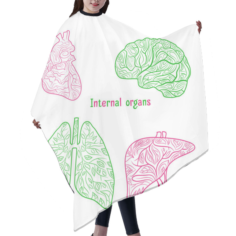 Personality  Hand Drawn Internal Organs. Hair Cutting Cape