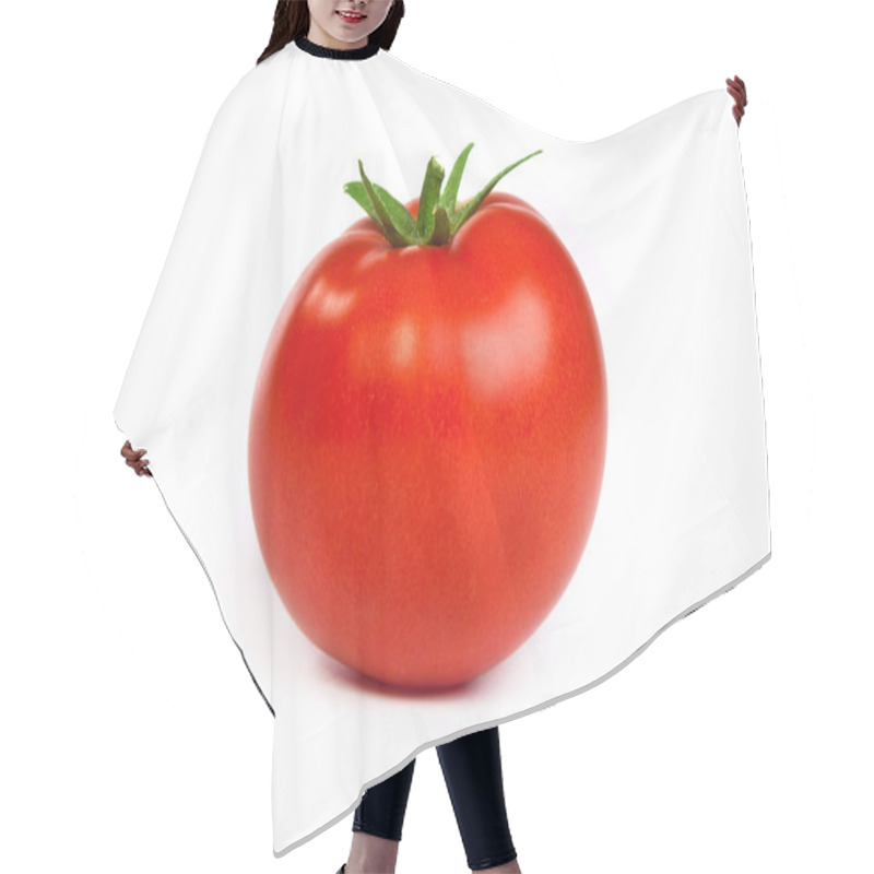 Personality  Fresh Red Tomato Isoated On White Hair Cutting Cape