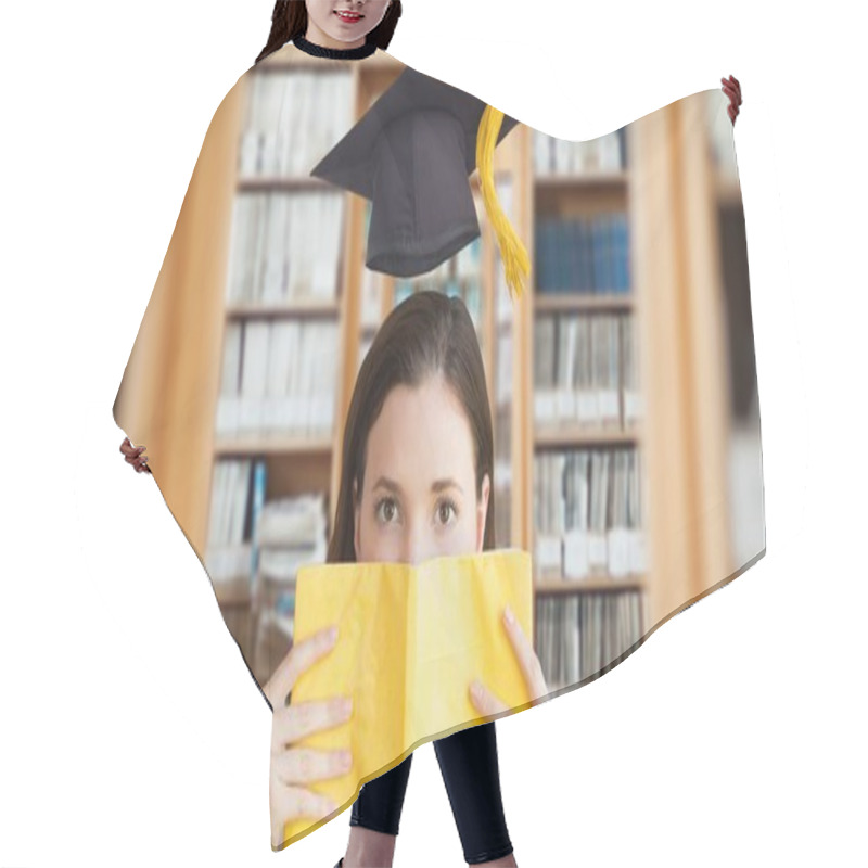 Personality  Digital Composite Of Composite Image Of Woman With Book And Graduation Hat Hair Cutting Cape