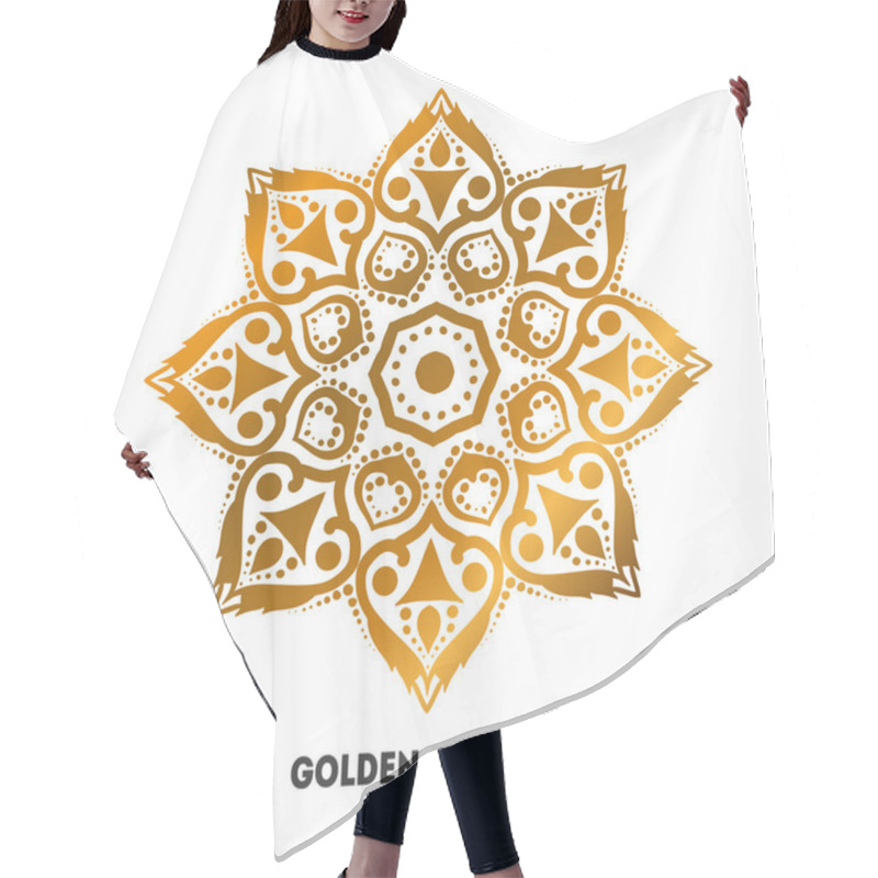 Personality  Vector Illustration Of Golden Mehndi Mandala Pattern Stickers, Flash Temporary Tattoo Hair Cutting Cape