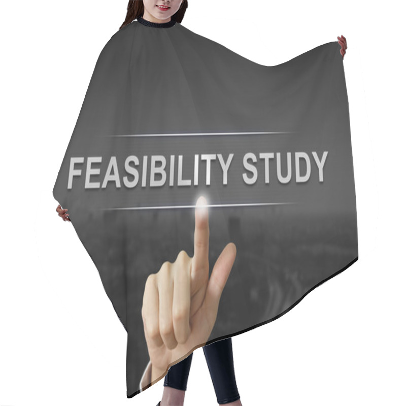 Personality  Business Hand Pushing Feasibility Study Button Hair Cutting Cape