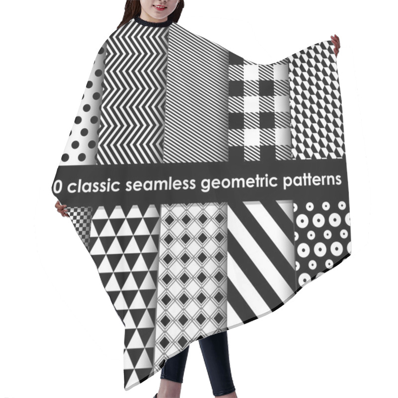 Personality  10 Monochrome Classic Seamless Geometric Patterns Hair Cutting Cape