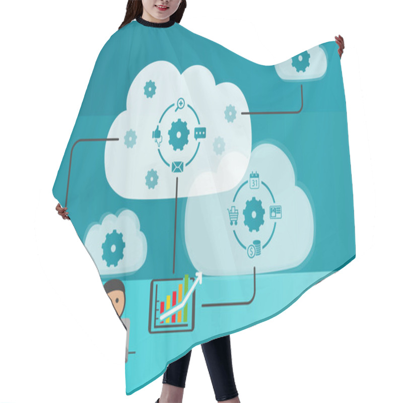 Personality  Cloud Automation And Internet Of Things Concept As Vector Illustration Hair Cutting Cape