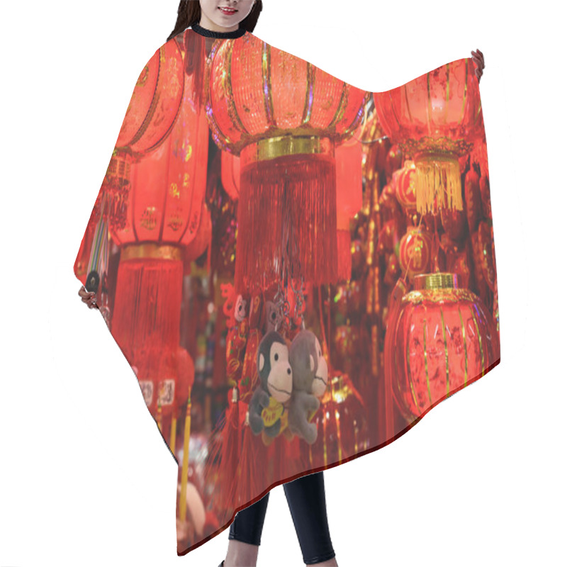 Personality  Chinese Red Lanterns Hair Cutting Cape