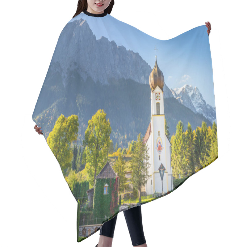 Personality  Grainau Church At Golden Autumn Sunrise And Zugspitze Massif, Bavarian Alps , Germany Hair Cutting Cape