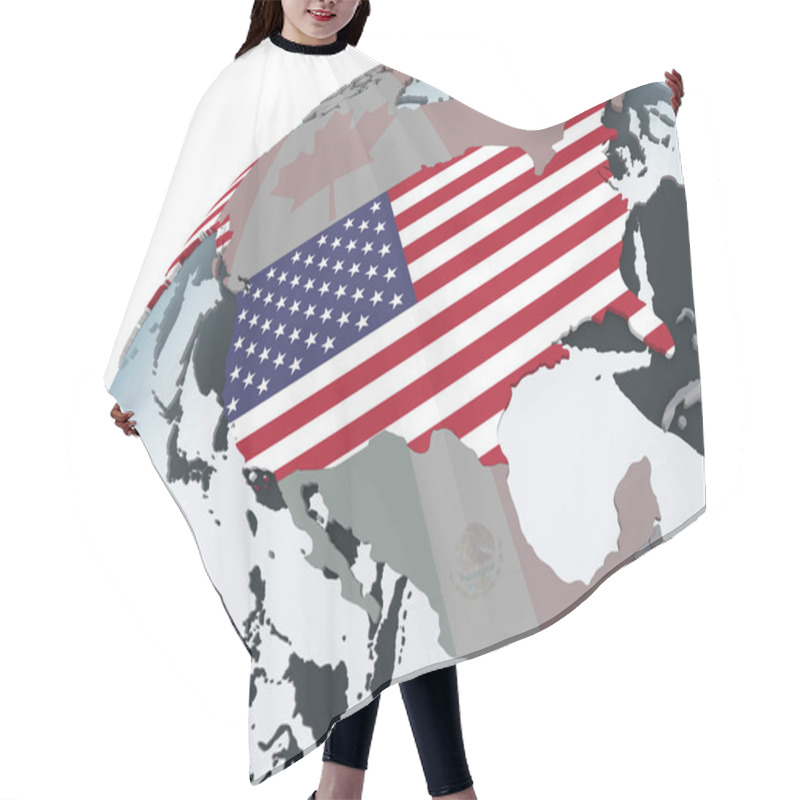 Personality  USA On Political Globe With Embedded Flag. 3D Illustration. Hair Cutting Cape