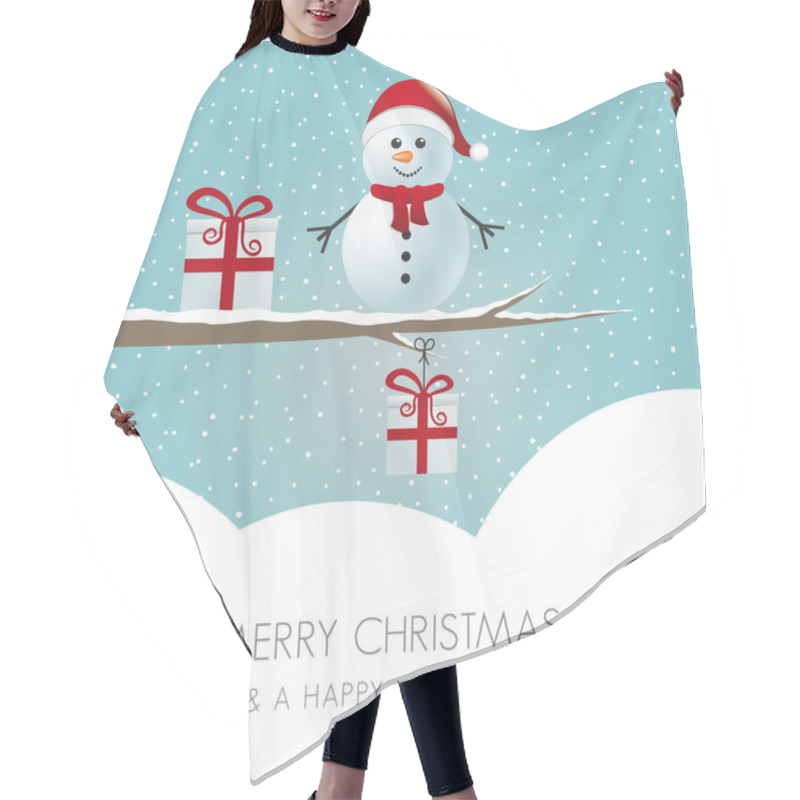 Personality  Snowman On Branch Snowy Winter Landscape Hair Cutting Cape