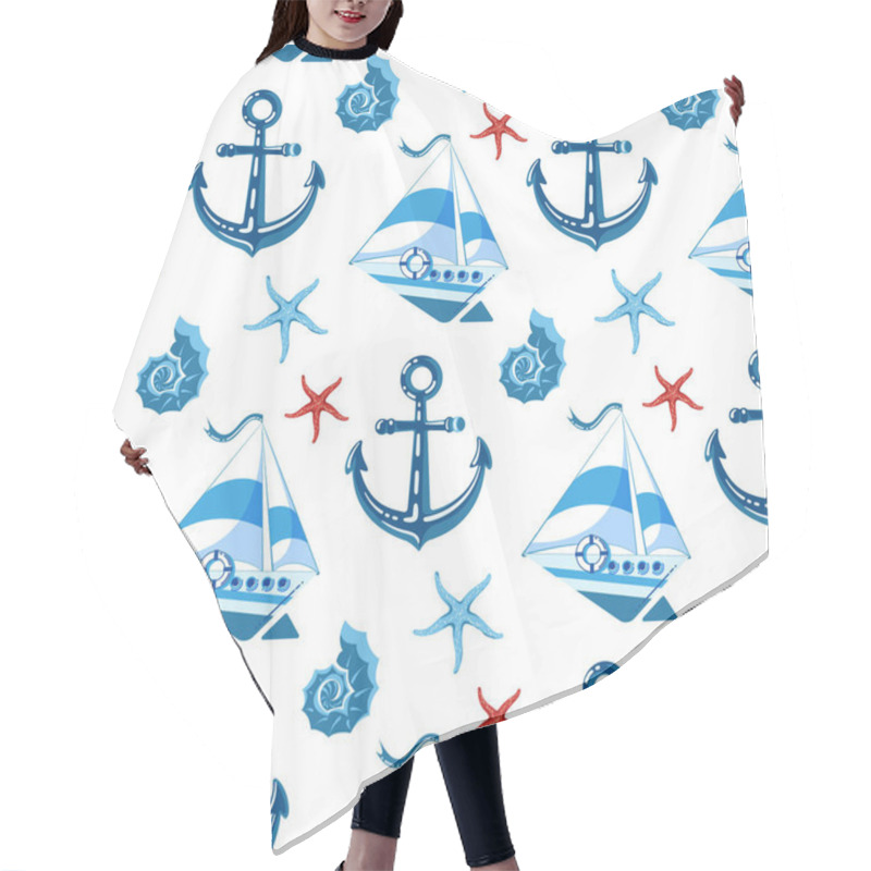 Personality  Sea Pattern In Flat Style Hair Cutting Cape