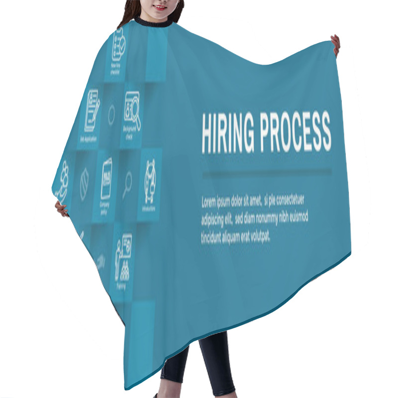 Personality  Hiring Process Icon Set With Web Header Banner Hair Cutting Cape