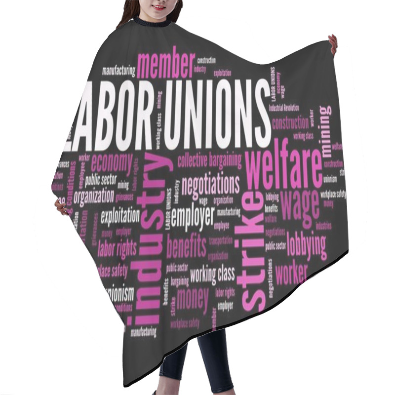 Personality  Labor Unions - Word Cloud Hair Cutting Cape