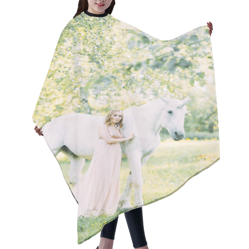 Personality  Aerial Photo Shoot At Sunset In The Forest With A Horse. A Girl In A Flying Dress With A Unicorn. Hair Cutting Cape