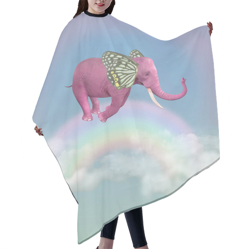 Personality  Pink Elephant In The Sky. Illustration Hair Cutting Cape