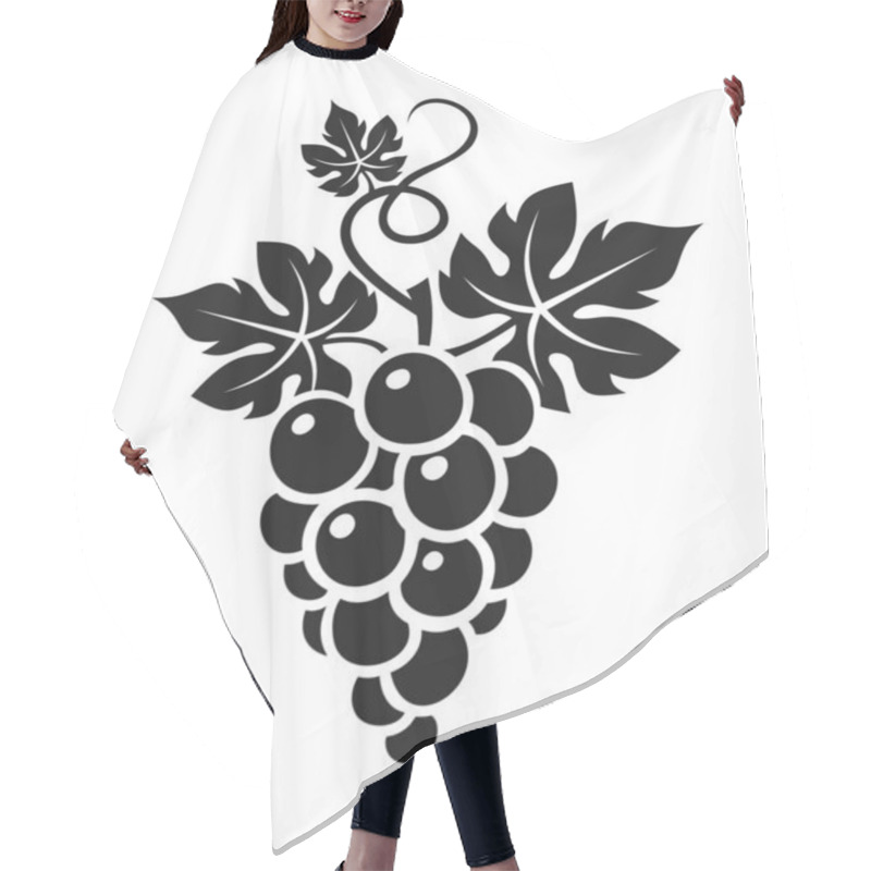 Personality  Bunch Of Grapes With Leaves. Vector Black Silhouette Of Grapes Isolated On A White Background Hair Cutting Cape