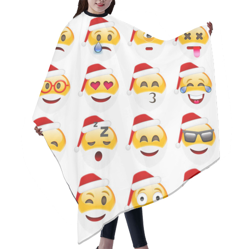 Personality  Set Of Santa Emoticons Hair Cutting Cape