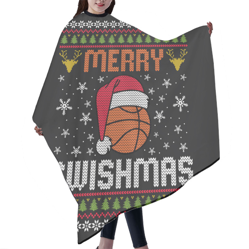 Personality  Merry Swishmas - Ugly Christmas Sweater Designs - Vector Graphic Hair Cutting Cape