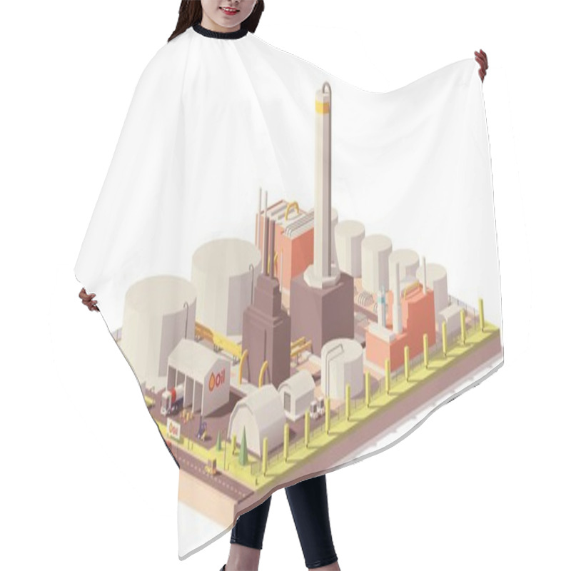 Personality  Vector Low Poly Oil Refinery Plant Hair Cutting Cape