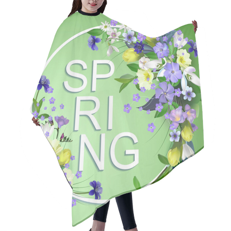 Personality  Spring Primroses Card With Space For Text In A Round Frame. Spri Hair Cutting Cape