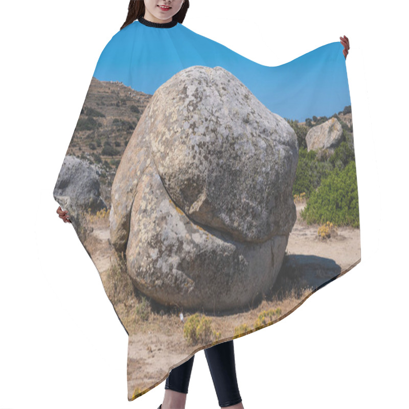 Personality  Large, Round Boulders Scattered Throughout The Terrain Of Volax In Tinos, Greece, Forming A Distinctive And Unique Landscape. Hair Cutting Cape