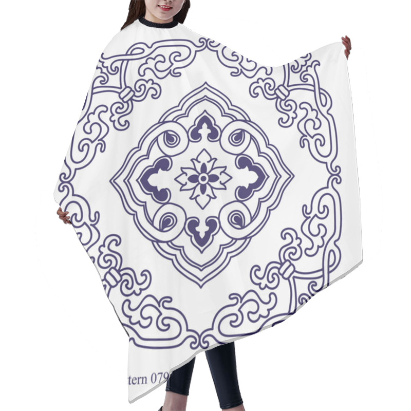 Personality  Ancient Chinese Pattern Of Curve Round Spiral Vine Frame Flower Hair Cutting Cape