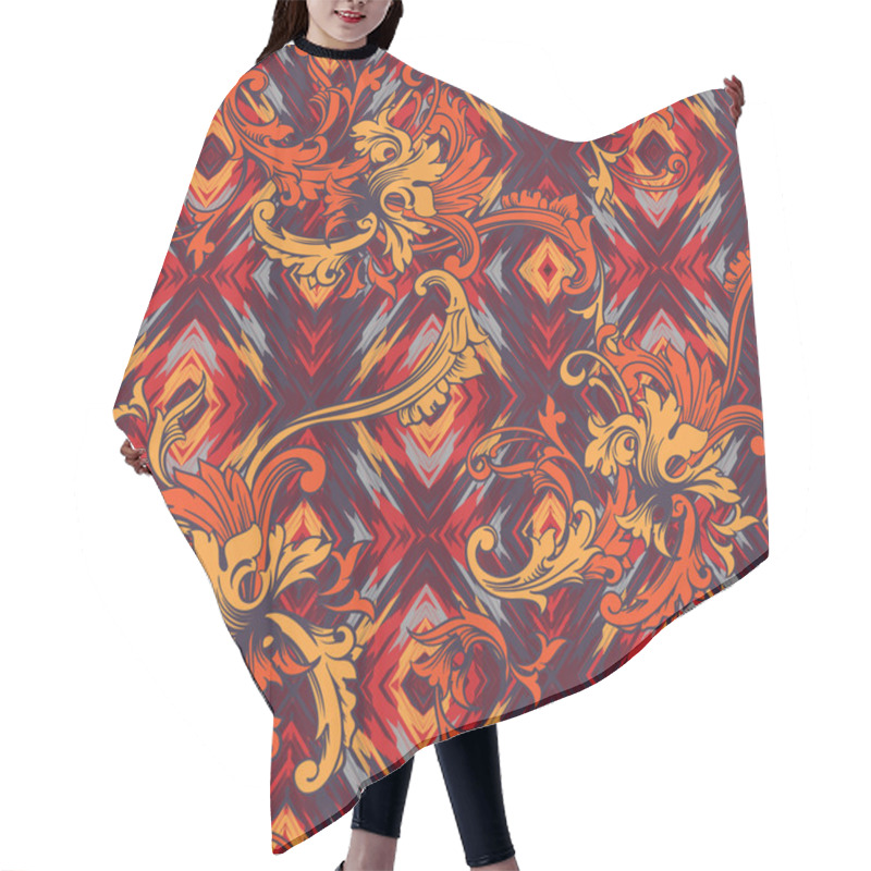 Personality  Eclectic Fabric Seamless Pattern. Hair Cutting Cape