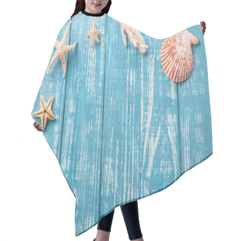 Personality  Starfish And Seashell On The Table Hair Cutting Cape