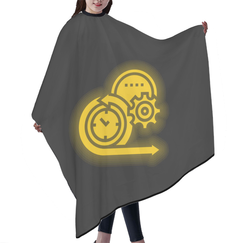 Personality  Agile Yellow Glowing Neon Icon Hair Cutting Cape