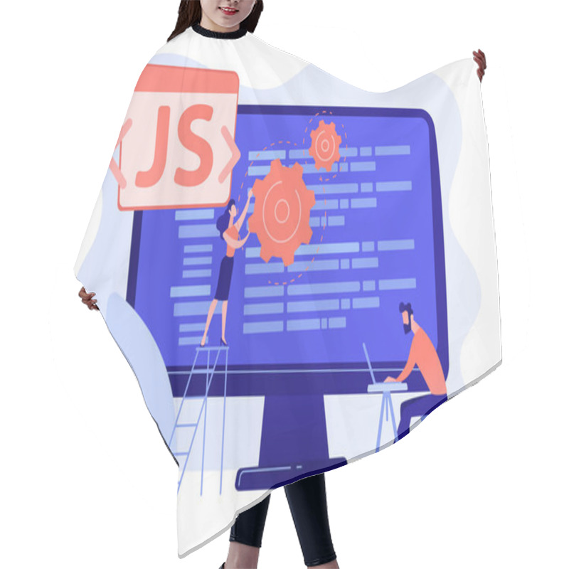 Personality  JavaScript Concept Vector Illustration. Hair Cutting Cape