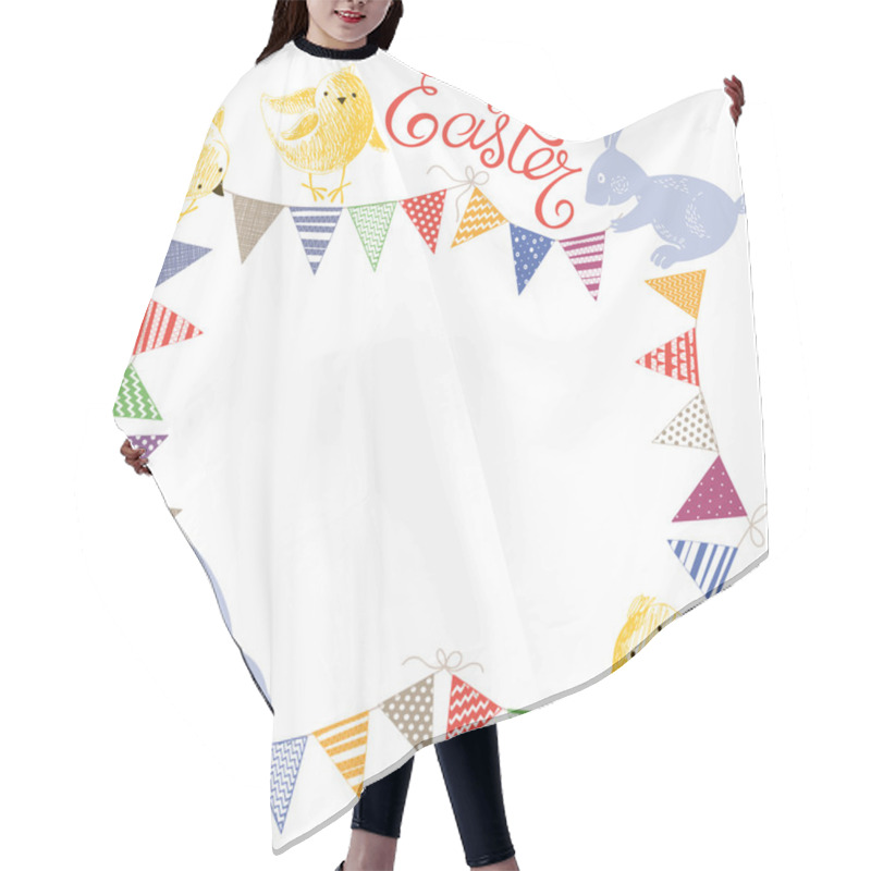 Personality  Chickens And Bunnies With Bunting Flags Hair Cutting Cape