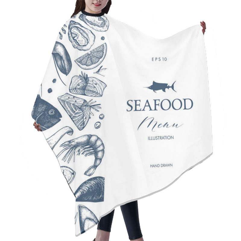 Personality  Seamless Seafood Menu Hair Cutting Cape