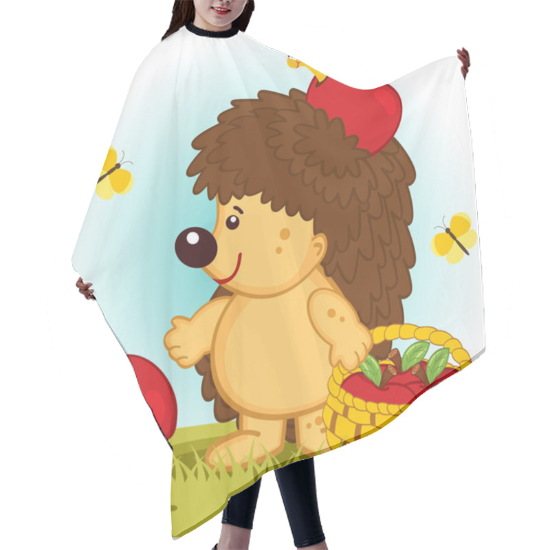 Personality  Hedgehog With Basket Of Apples Hair Cutting Cape