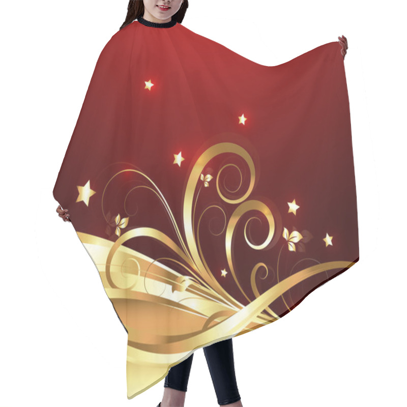 Personality  Golden Ornate Flourish Sparkles Backdrop Hair Cutting Cape