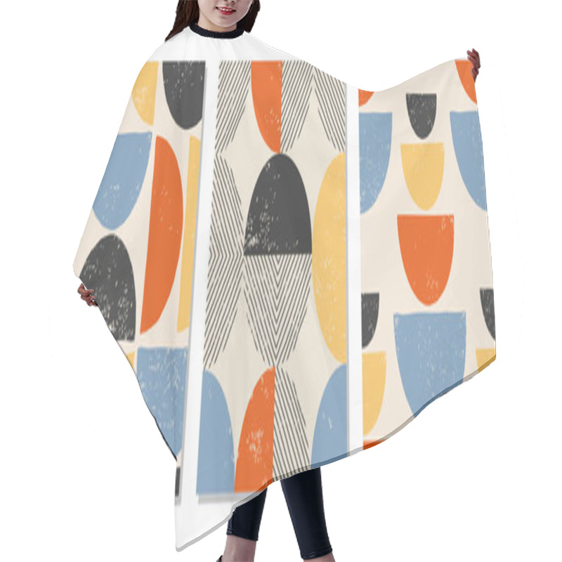 Personality  Set Of Trendy Minimalist Seamless Pattern With Abstract Hand Drawn Composition Hair Cutting Cape