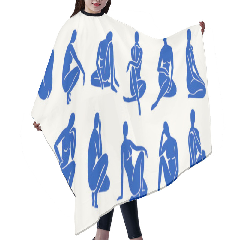 Personality  Inspired By Matisse, Womens Figures In Different Poses In A Trendy Minimalist Style. Vector Collage Of Womens Bodies Hair Cutting Cape