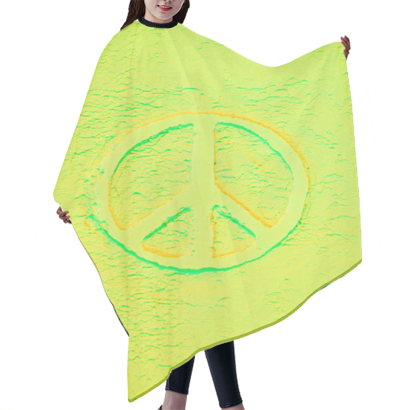 Personality  Top View Of Peace Sign In Light Green Powder Hair Cutting Cape