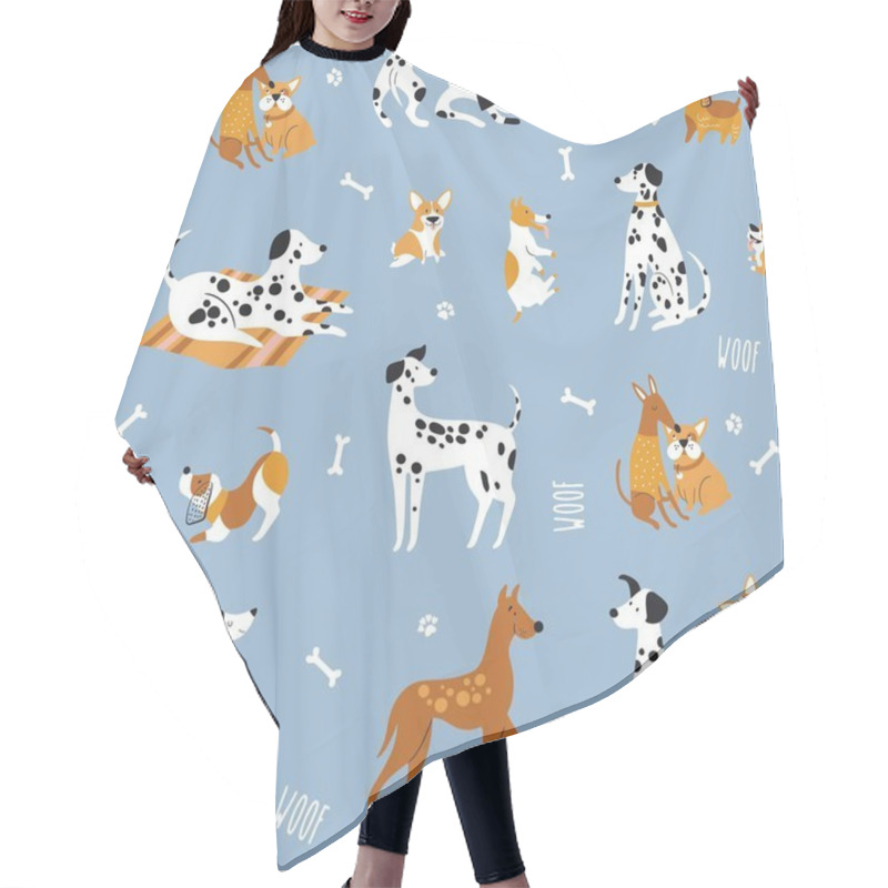 Personality  Seamless Pattern With Funny Dogs. Creative Texture In Scandinavian Style. Great For Fabric, Textile Vector Illustration Hair Cutting Cape