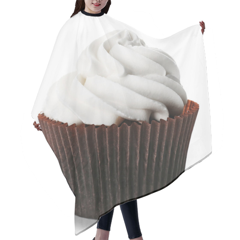 Personality  Tasty Cupcake Isolated On White Background Hair Cutting Cape