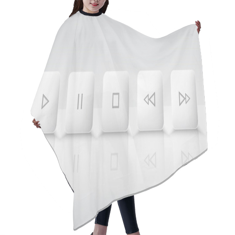 Personality  Five White Media Player Buttons Hair Cutting Cape