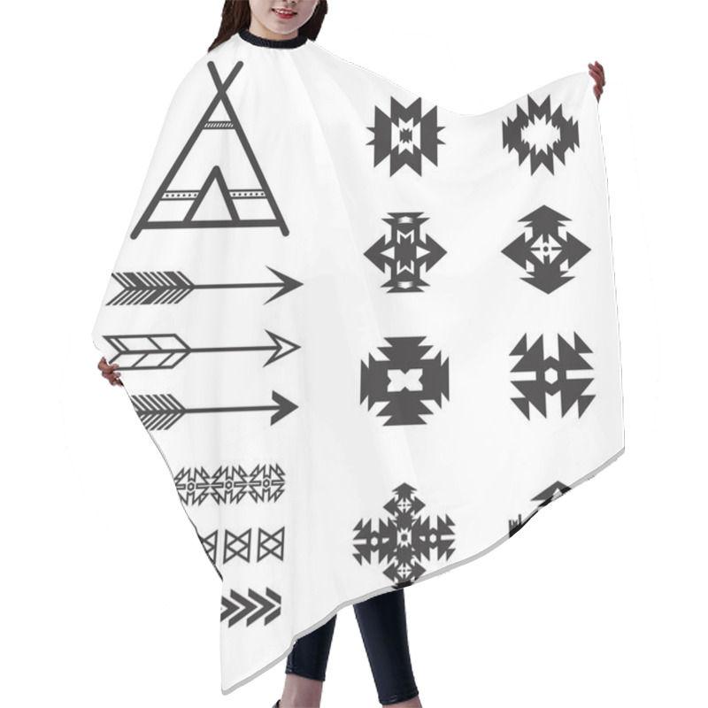 Personality  Aztec Ethnic Elements Set, Tribal Black And White Hair Cutting Cape