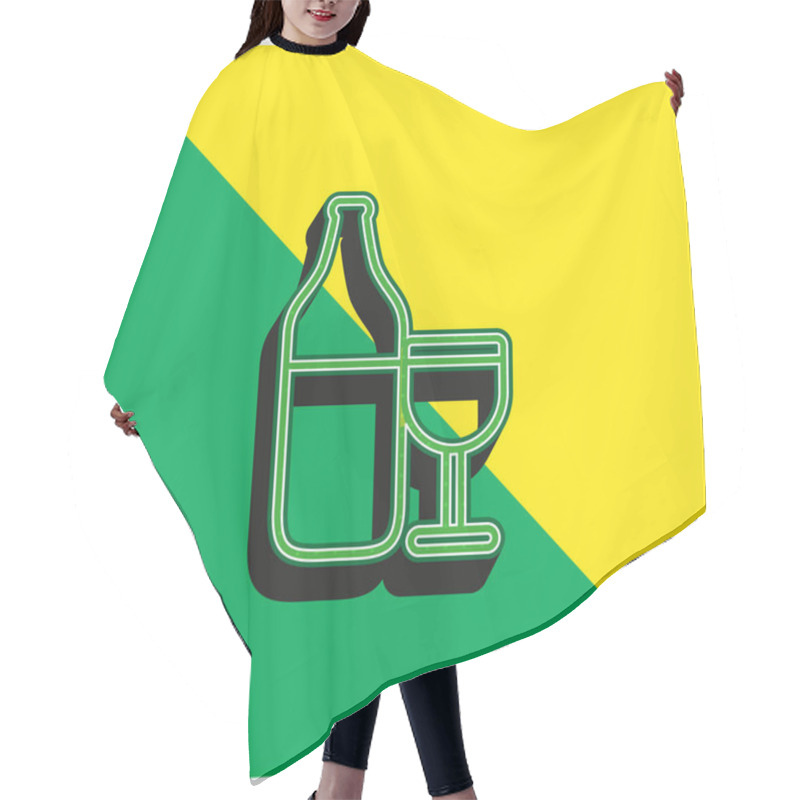 Personality  Bottle And Cup Outline Green And Yellow Modern 3d Vector Icon Logo Hair Cutting Cape