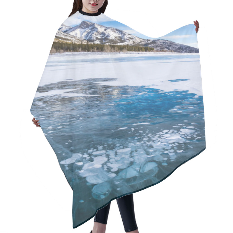 Personality  View Of Abraham Lake In Alberta With Methane Gas Bubbles Formed In The Ice. Hair Cutting Cape