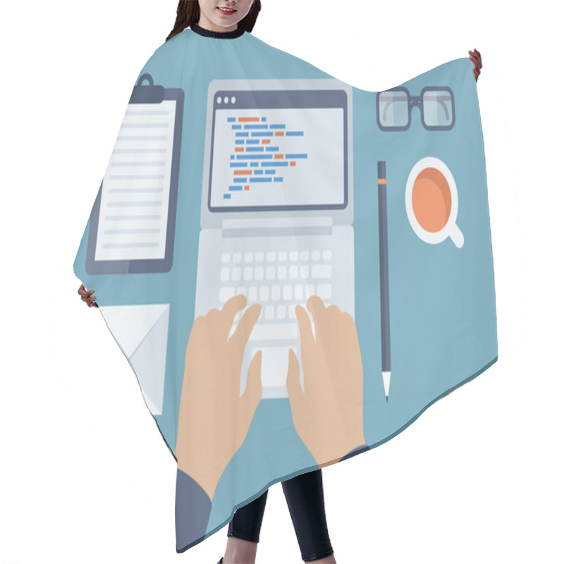 Personality  Web And HTML Programming Flat Illustration Hair Cutting Cape