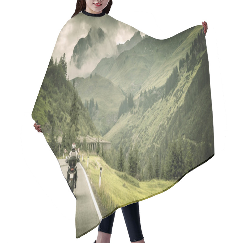 Personality  Motorcyclist On Mountainous Highway Hair Cutting Cape