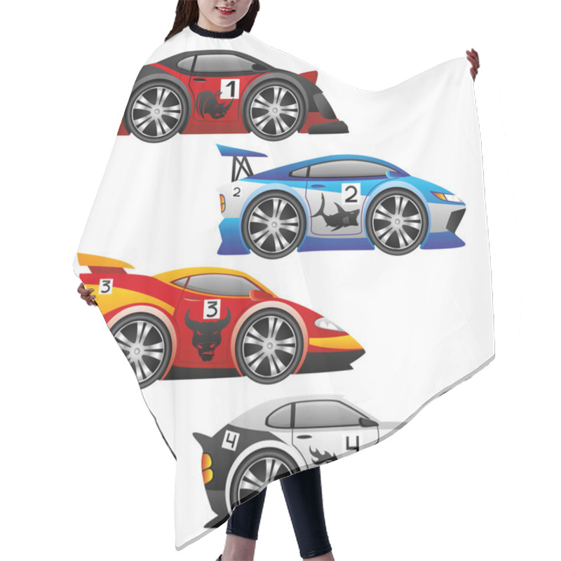 Personality  Vector Set. Cars. Hair Cutting Cape