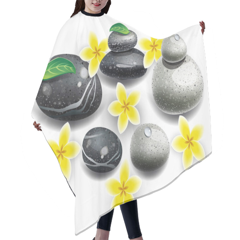 Personality  Spa Stones Flowers Hair Cutting Cape