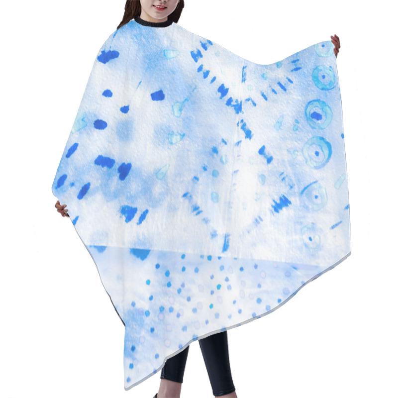 Personality  White Tye Die Art. Maritime Indigo Print. Tye Die  Hair Cutting Cape