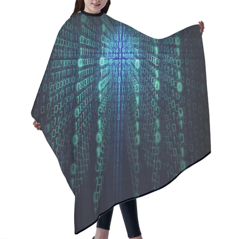 Personality  Matrix Background With The Green And  Blue Symbols Hair Cutting Cape