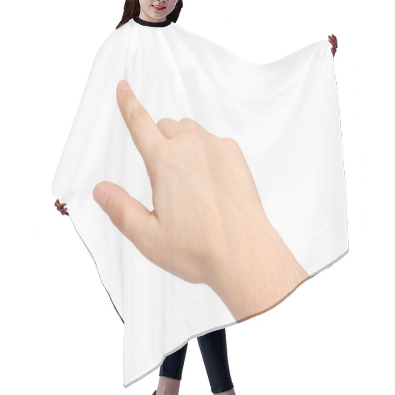 Personality  Isolated Male Hand Touching Or Pointing To Something Hair Cutting Cape