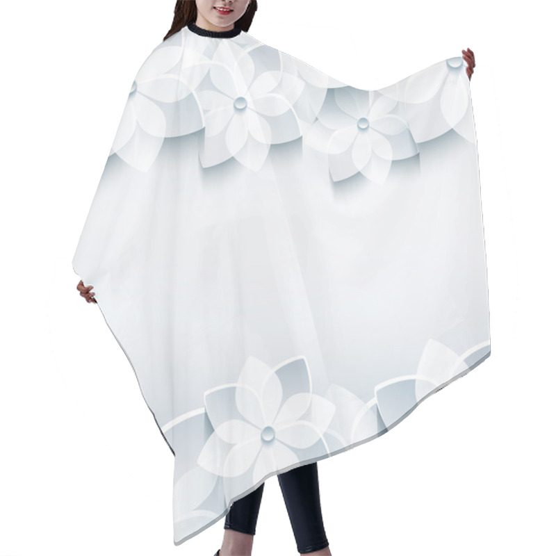 Personality  Trendy Abstract Grey Background With 3d Sakura Flower Hair Cutting Cape